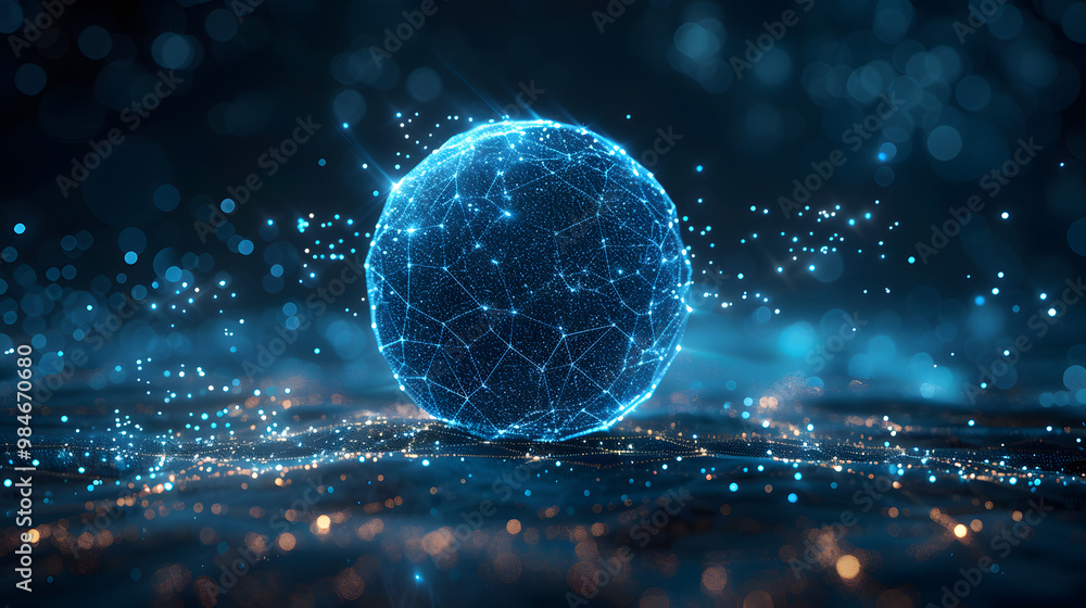 custom made wallpaper toronto digitalFuturistic digital sphere, glowing network connections, abstract technology, artificial intelligence concept, data visualization, global network, sci-fi design, high-tech background