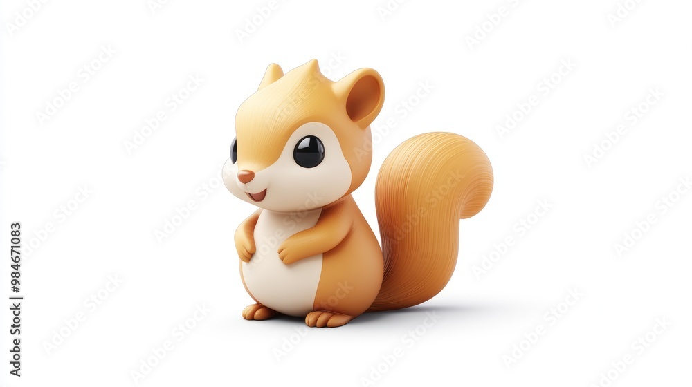 A cute, cartoonish squirrel character with a playful expression and smooth textures. A cute, cartoonish squirrel character with a playful expression and smooth textures.