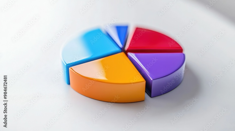 Obraz premium A colorful pie chart and bar graph on a clean white background, symbolizing marketing data analysis and strategy building