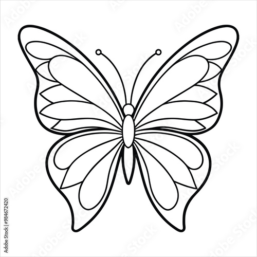 Black butterfly vector design. Line art