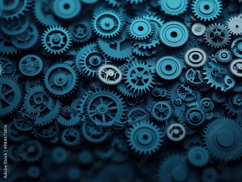 Abstract art of gears and cogs forming a harmonious business machine, integration, perfect business synchronization Abstract art of gears and cogs forming a harmonious business machine, integration, perfect business synchronization