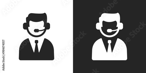 Customer support service sign black and white icon vector design