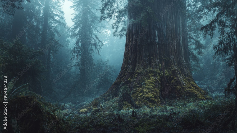 A majestic old tree surrounded by misty forest, evoking a sense of tranquility and nature. A majestic old tree surrounded by misty forest, evoking a sense of tranquility and nature.
