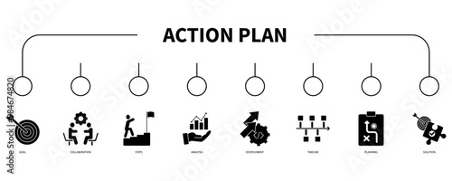 Action plan banner web icon vector illustration concept