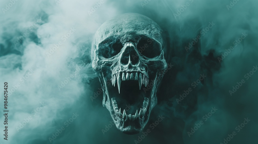 A ghostly skull face with an open mouth. A ghostly skull face with an open mouth.