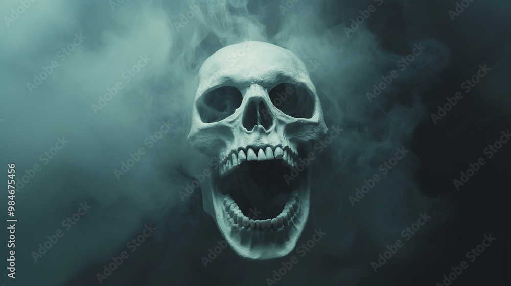 A ghostly skull face with an open mouth. A ghostly skull face with an open mouth.