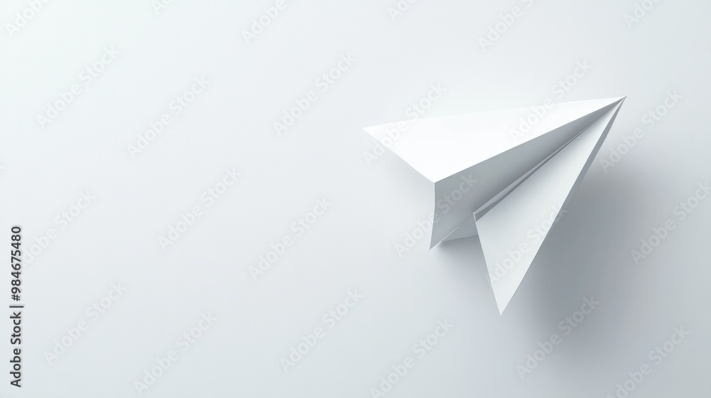 A minimalist design with a paper plane, representing social media marketing, on a crisp white background, evoking simplicity and direction A minimalist design with a paper plane, representing social media marketing, on a crisp white background, evoking simplicity and direction