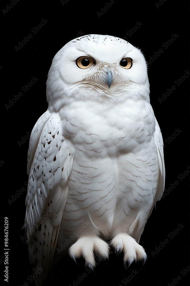 Obraz premium owl standing on its hind legs on black background