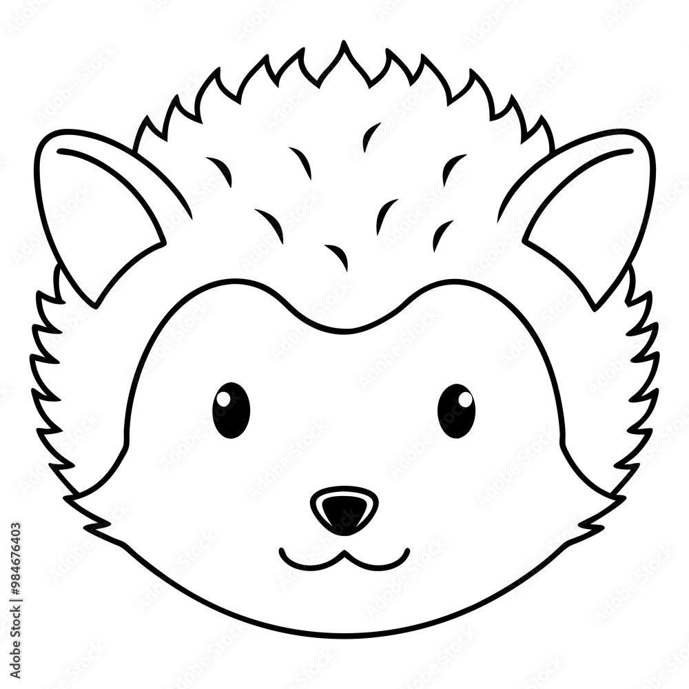 Minimalist Line Art Hedgehog Face Vector Minimalist Line Art Hedgehog Face Vector