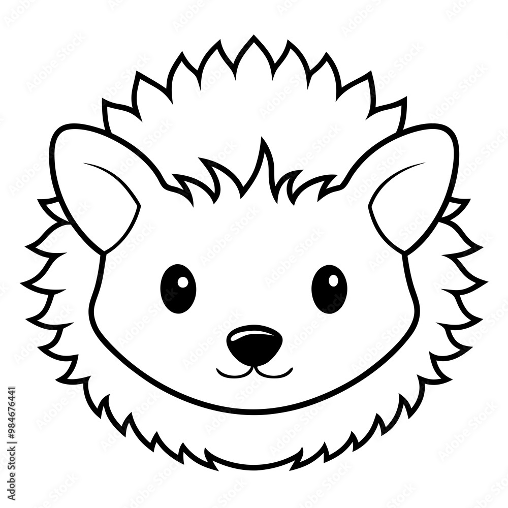 Minimalist Line Art Hedgehog Face Vector