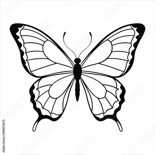 Black butterfly vector design. Line art