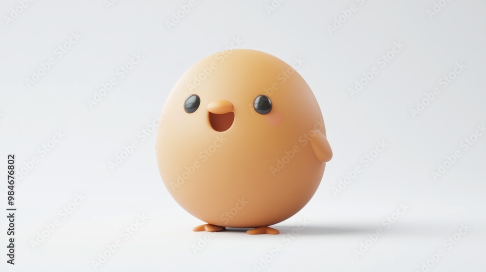 A cute, round character resembling a chick, smiling and inviting, designed for playful appeal. A cute, round character resembling a chick, smiling and inviting, designed for playful appeal.