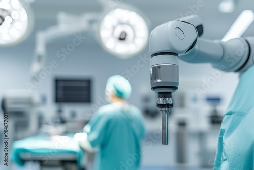 Advanced medical technology, modern hospital, robotic surgery equipment, ultraclean operating room photo