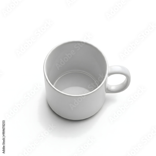 White ceramic mug on white background
