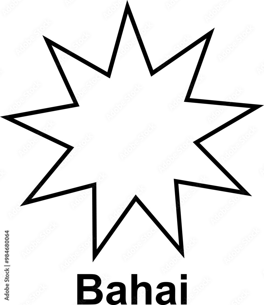 Baha'i six pointed star. Symbol unity and harmony between different religions and cultures. Reflects belief that all major world religions have common roots. Baha'i six pointed star. Symbol unity and harmony between different religions and cultures. Reflects belief that all major world religions have common roots.