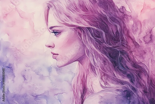 Serene Portrait in Soft Watercolor Tones