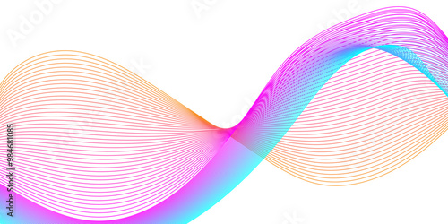 Abstract lines colors design element on white background of waves. Vector Illustration eps 10 for grunge elegant business card, print brochure, flyer, banners, cover book, label, fabric