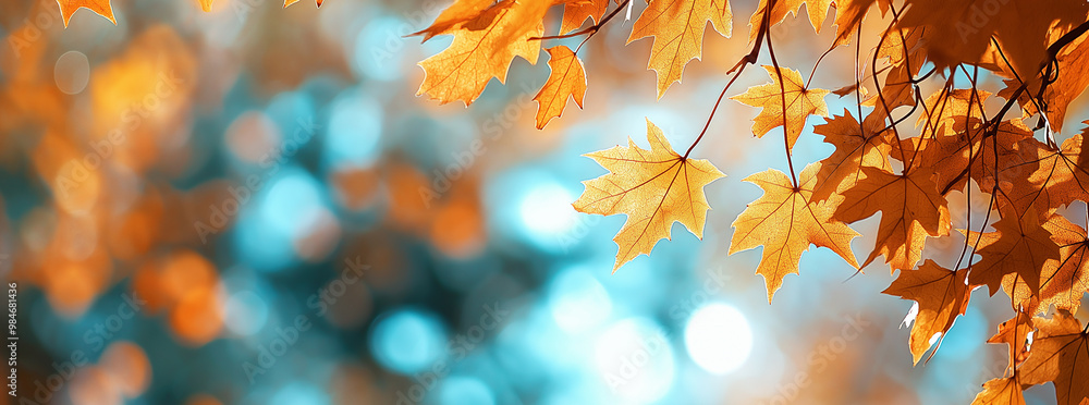 Autumn branches, fallen leaves, set against a bokeh background Autumn branches, fallen leaves, set against a bokeh background