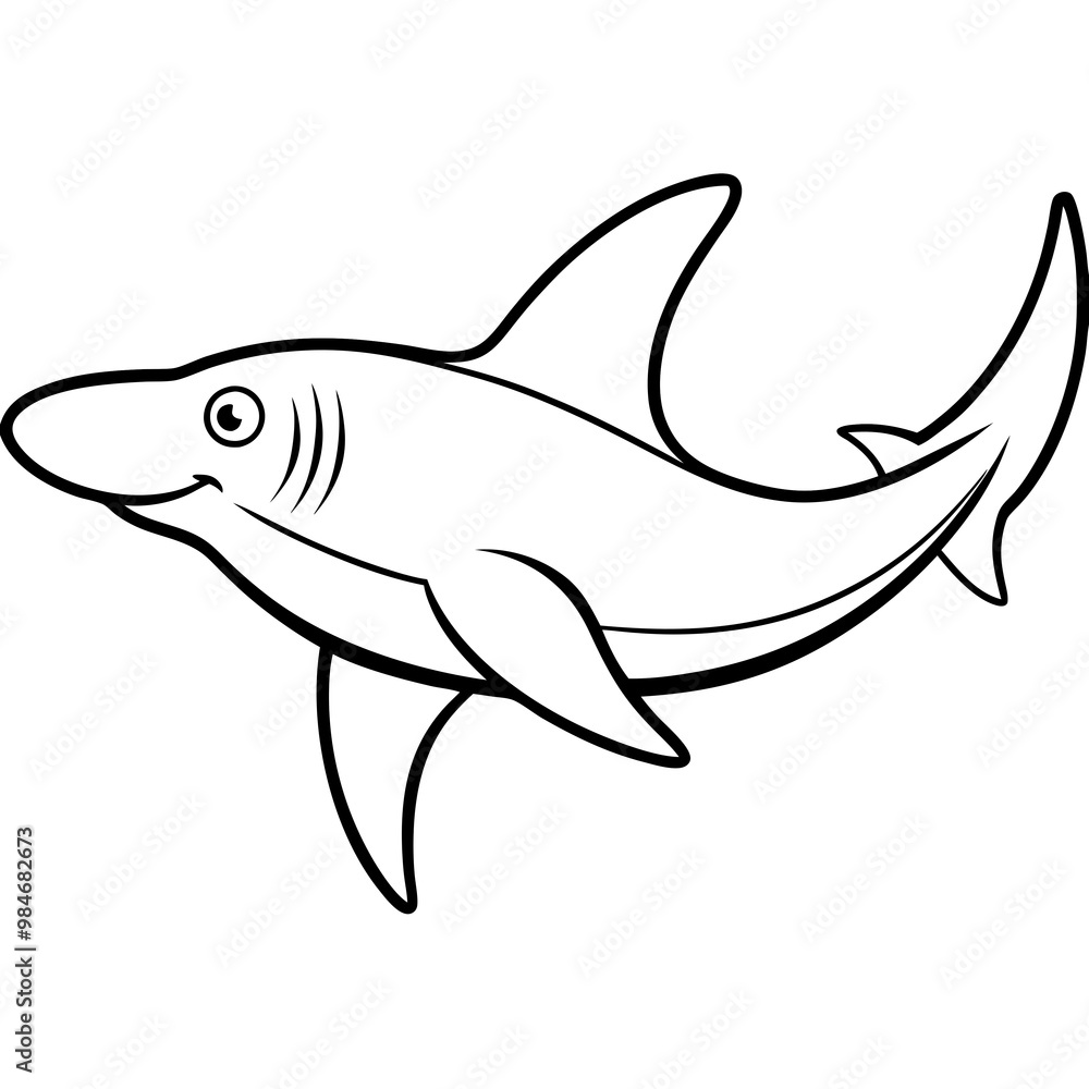 Obraz premium Sleek Hammerhead Shark Vector Art