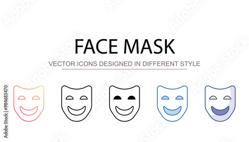 Face Mask icon design with white background stock illustration