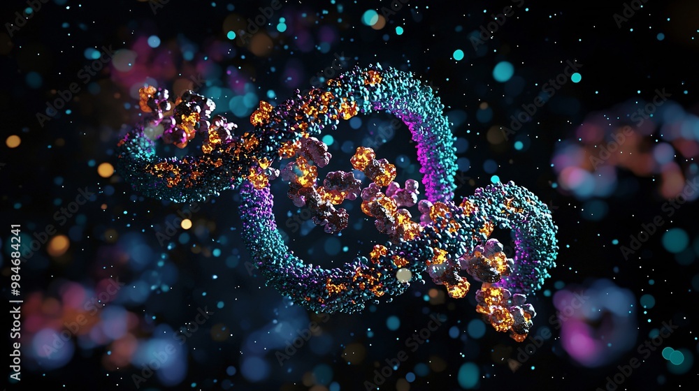 Abstract DNA Double Helix in Neon Colors Abstract DNA Double Helix in Neon Colors
