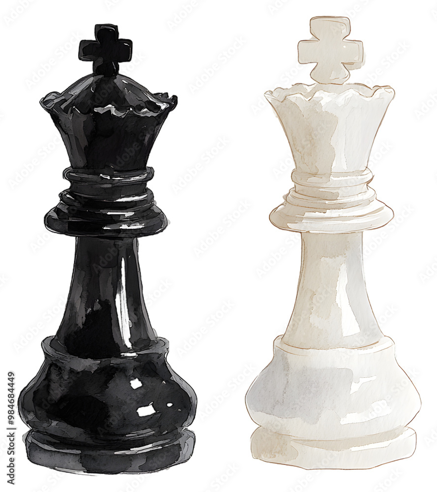 Watercolor style elements of chess Watercolor style elements of chess