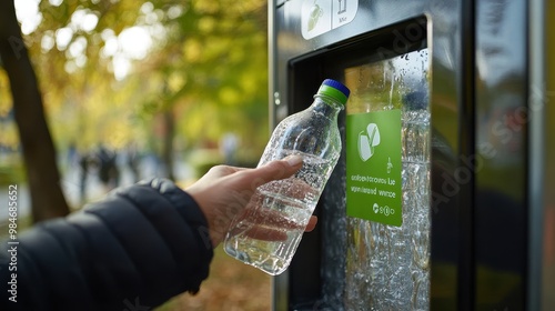 Recycling Bottle in a Reverse Vending Machine photo