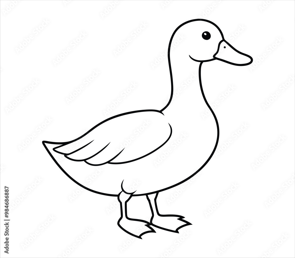 Duck Line art vector on white background Duck Line art vector on white background