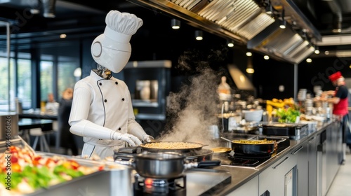 Robot Chef Cooking in a Modern Kitchen