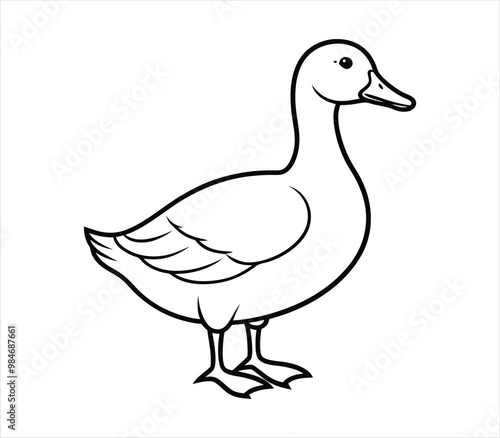 Duck Line art vector on white background