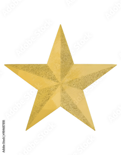 Christmas golden star isolated on a transparent background