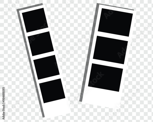 Photo booth images. Realistic blank photography template. Retro empty photo frame. Vector picture strips instant snapshot with black frame.