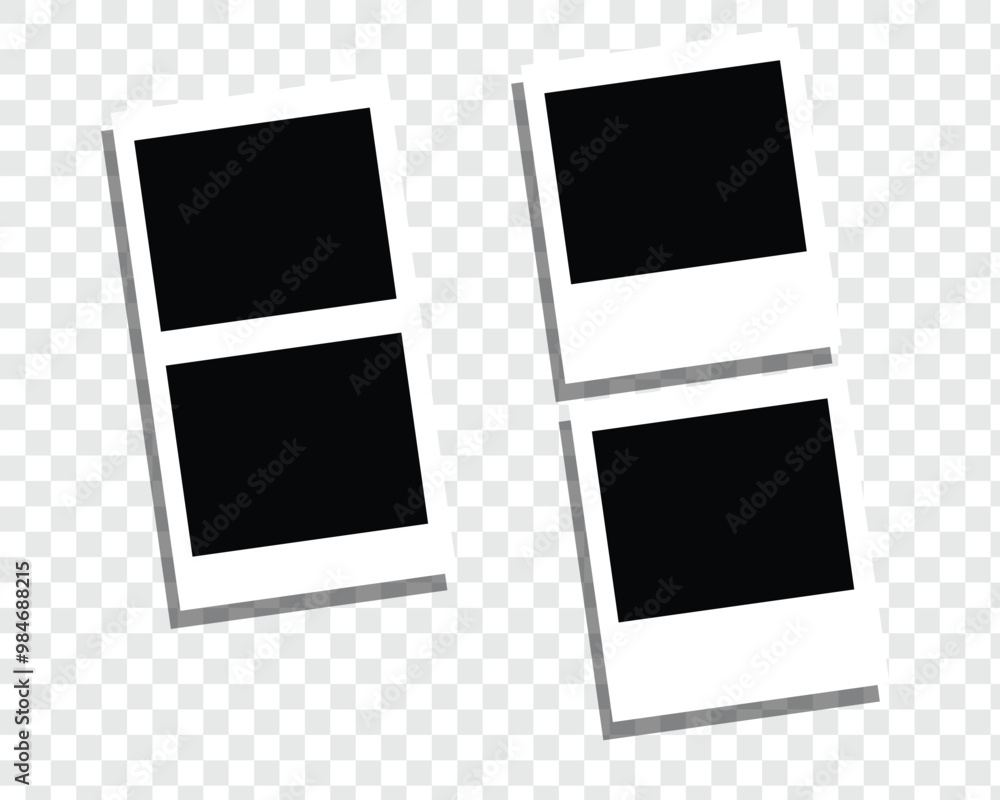 Photo booth images. Realistic blank photography template. Retro empty photo frame. Vector picture strips instant snapshot with black frame. Photo booth images. Realistic blank photography template. Retro empty photo frame. Vector picture strips instant snapshot with black frame.