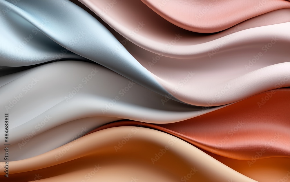 Obraz premium Abstract layered waves in warm earthy tones, textured design with flowing lines, concept of nature and organic movement, contemporary art style