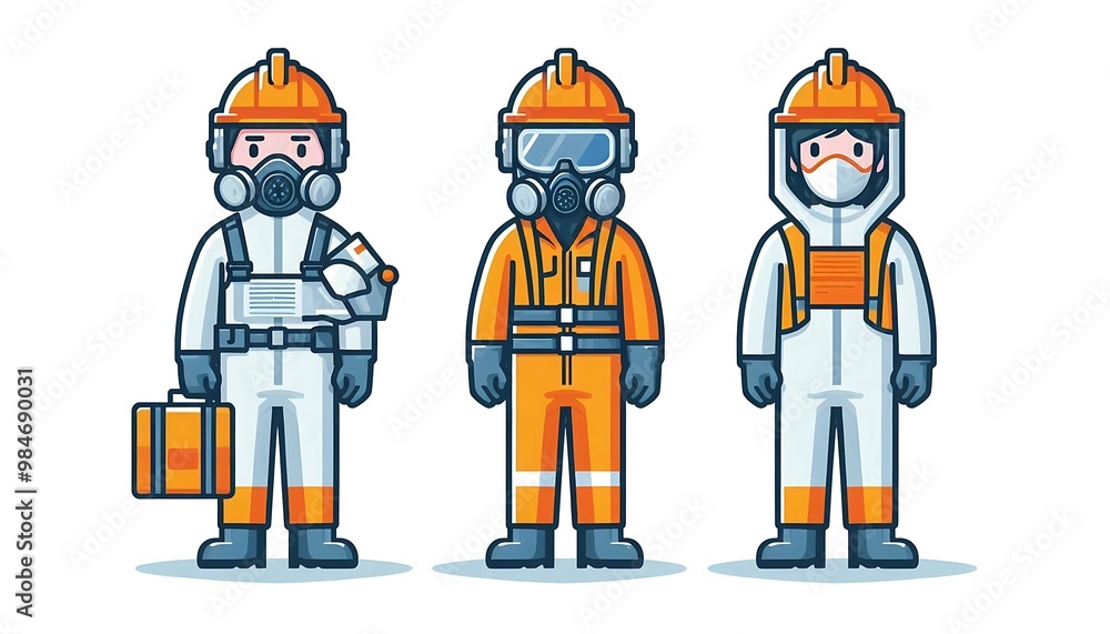 industrial workers in protective gear. Industrial workers in protective gear isolated on white background flat illustration industrial workers in protective gear. Industrial workers in protective gear isolated on white background flat illustration