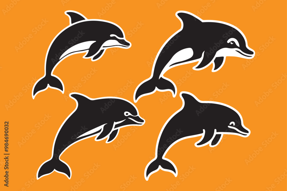 Fototapeta premium Dolphin silhouette vector illustration