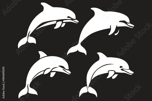 Dolphin silhouette vector illustration photo