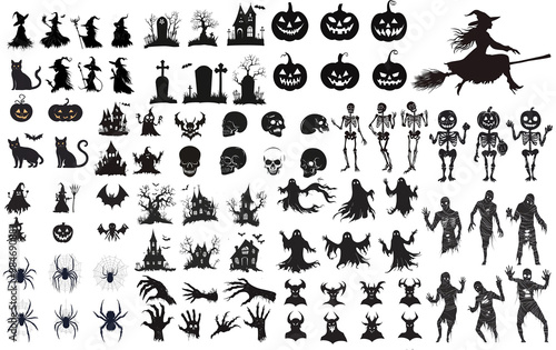 Set of Halloween, the silhouette with transparent background