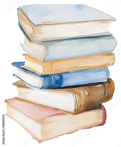 Minimalistic watercolor book stack