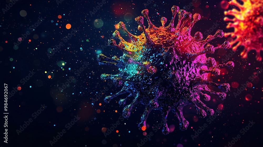Colorful 3D Rendering of a Virus Cell Colorful 3D Rendering of a Virus Cell