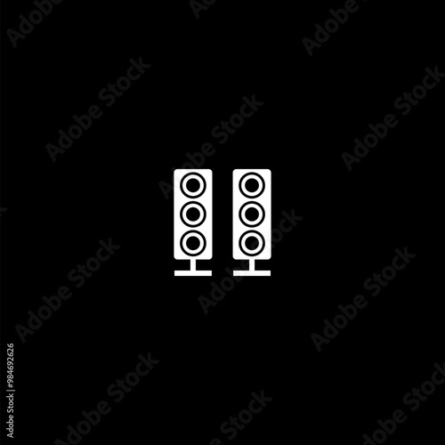 Stereo speaker icon isolated on dark background