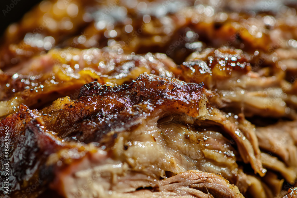 Juicy smoked barbecue meat with crispy glaze Juicy smoked barbecue meat with crispy glaze