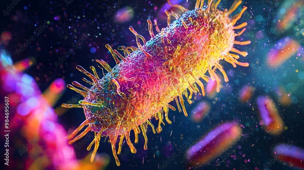Colorful Bacteria Under Microscope Colorful Bacteria Under Microscope