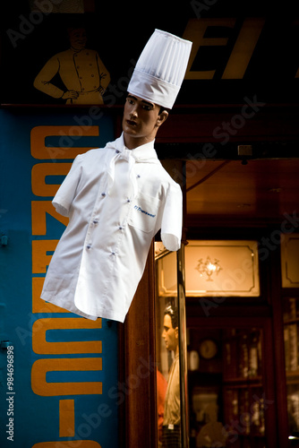 Chef Mannequin in Uniform Store on Hospital Street Barcelona photo