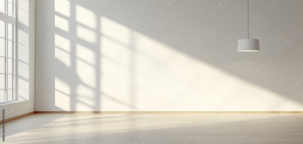 Fototapeta premium Bright and airy interior space showcasing natural light and minimalistic design, ideal for modern home or studio photography.