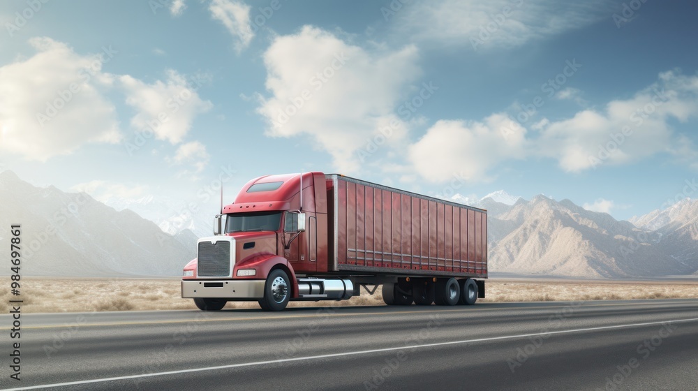 A semi-truck container truck hauling goods on the Mittraphap Highway
