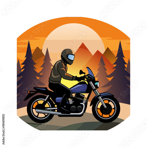 vector illustration of a motorcyclist riding