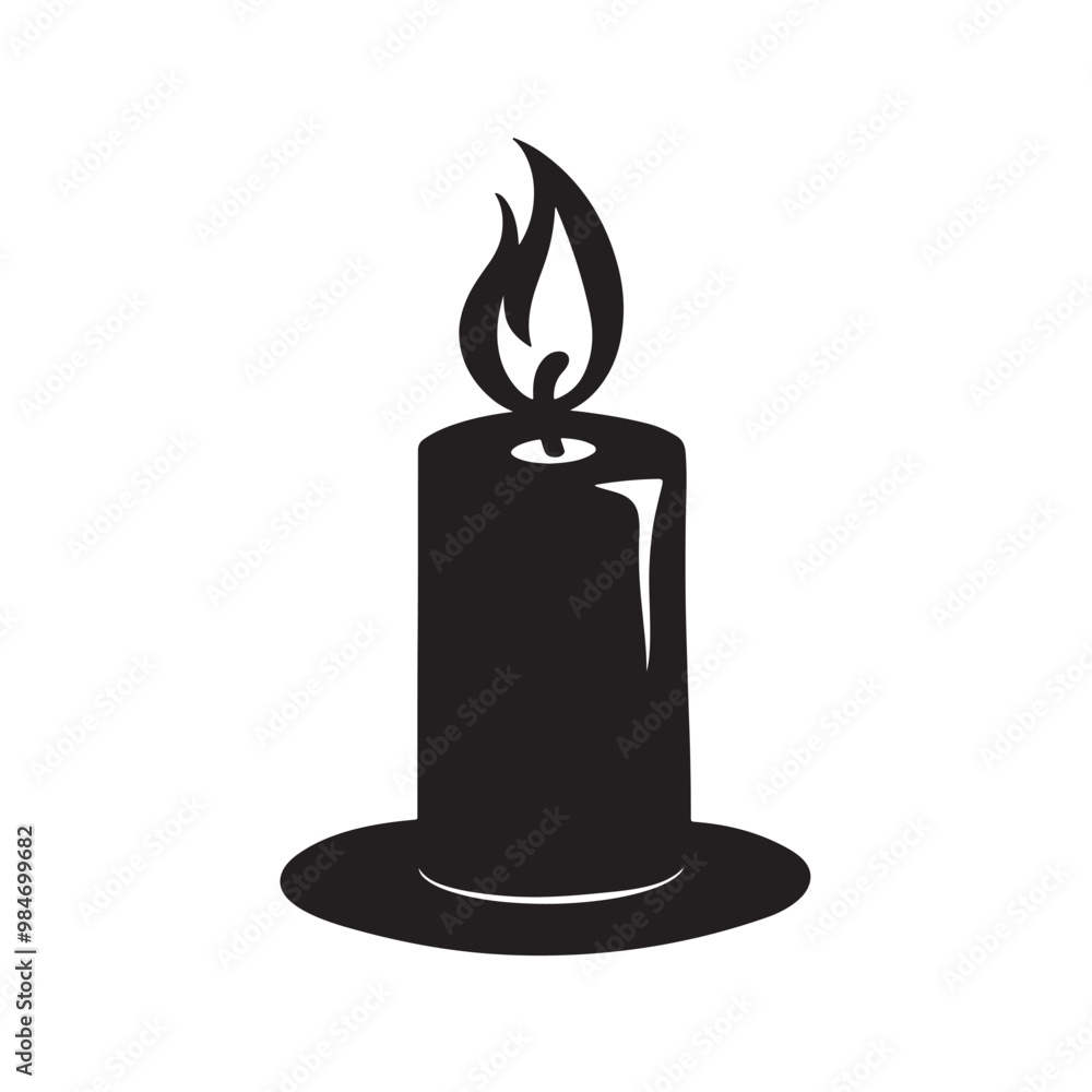 Simple black candle icon vector illustration. Burning candle light silhouette isolated on white background Simple black candle icon vector illustration. Burning candle light silhouette isolated on white background