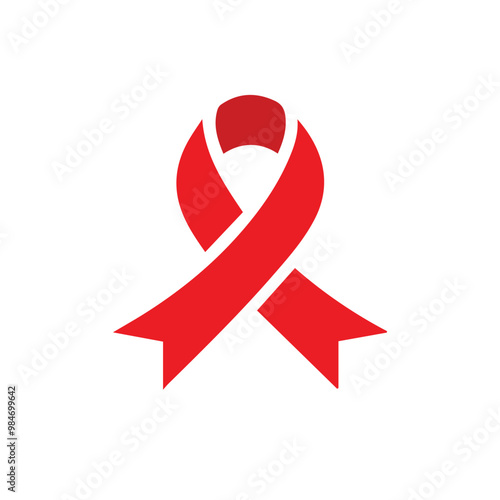 Red ribbon badge for aids awareness. isolated medical vector illustration for prevention and charity campaigns