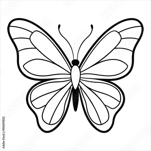 Black butterfly vector design. Line art